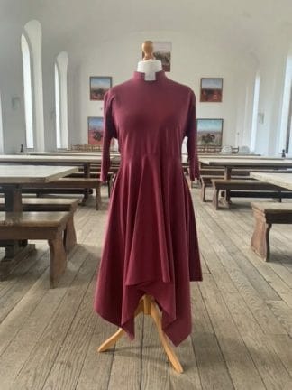 Collared Clergy Wear Handkerchief Dress in Burgundy