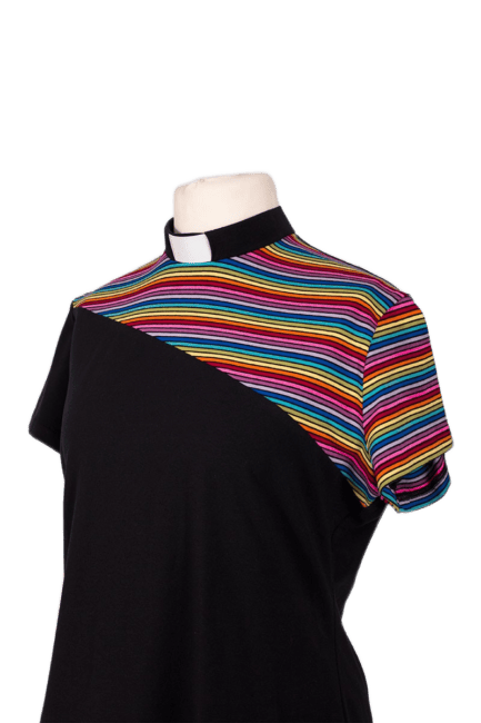 Clergy Wear Pride Coloured Top in Black With 4 Sleeve Lengths