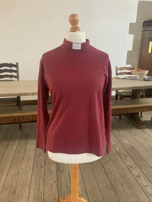 Collared Clergy Wear Essential Top in Burgundy sizes 6-26 and 6 colours